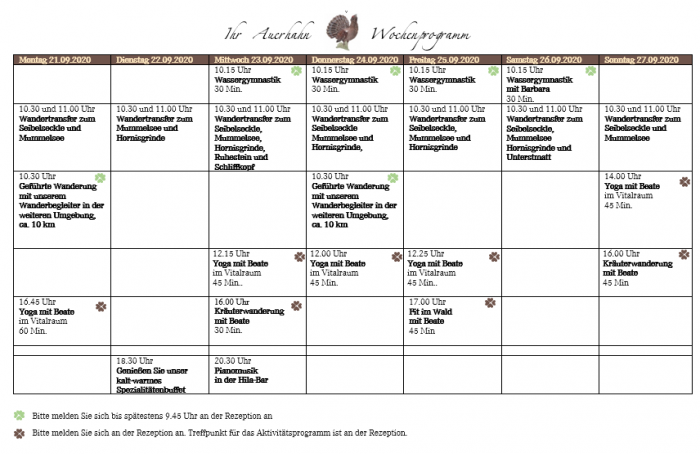 Unser Wochenprogramm