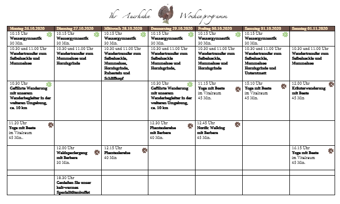 Unser Wochenprogramm